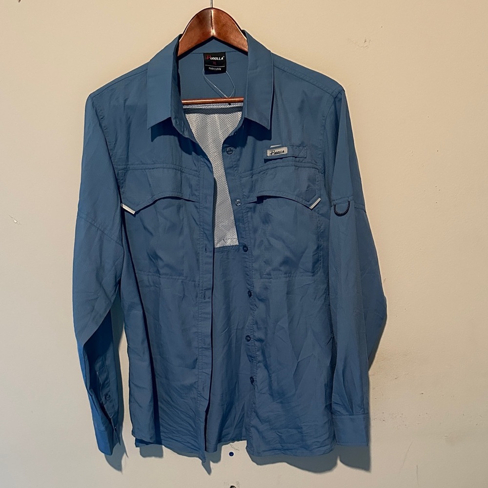 Women's Blue Button Down Fishing Shirt